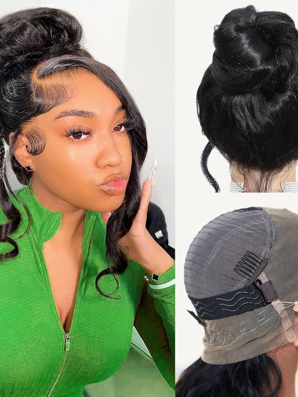 360 Full Frontal Lace Front Wig with Natural Wave - Black